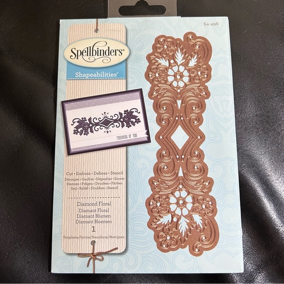 SPELLBINDERS SHAPEABILITIES  DIAMOND FLORAL DECORATIVE STRIP DIE SET - Picture 2 of 3